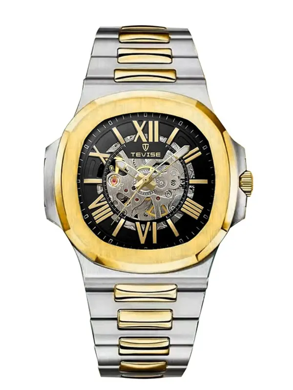 Men's Business Fashion Hollow Out Designed Luminous Mechanical Watch, Fashion Waterproof Watch for Party, Daily Clothing Decor, Trendy All-match & Exquisite Watch for Birthday Gift with Box 6