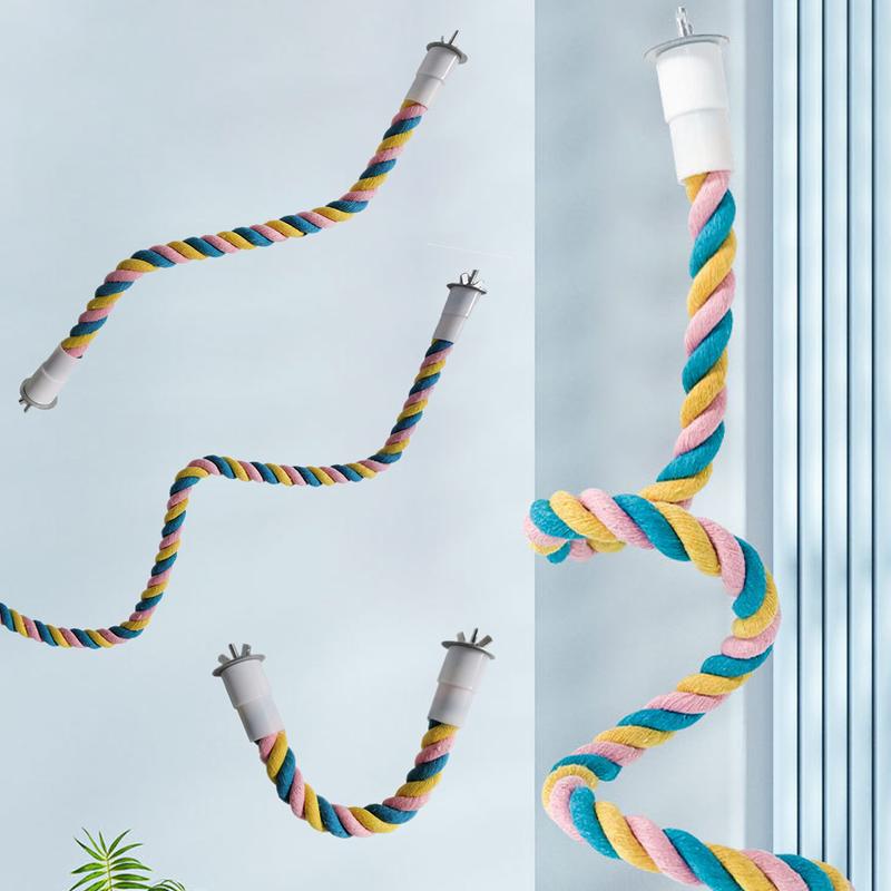 Product Introduction of Parrot Bird Standing Toys Cotton Rope Colorful Toy Chew Perches for Bird Cage Standing Woven Rope Bird Accessories Parrot Toys #464691 42