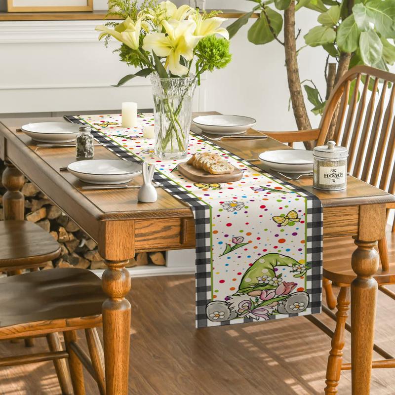 Product Introduction of Daisy Eucalyptus Lavender Floral Leaves Hydrangea Summer Linen Table Runner Spring Kitchen Dining Table Decor Holiday Wedding Party Decor 26