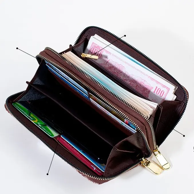 DOMPET PANJANG WANITA 2 RESLETING KARTU KOIN TALI PENDEK BRANDED KOREA PREMIUM KULIT COKLAT CEWEK MURAH  BATAM SIMPLE NAGOYA WA643B7 REMAJA KEKINIAN 1