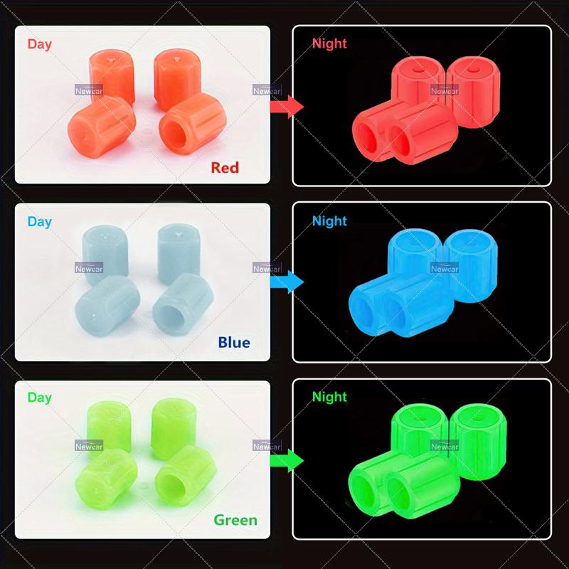 Product Introduction of 4 pieces Universal Luminous Valve Cap Plastic ABS Dust-proof Decorative Tires Accessories Tyre Stem Covers Applicable Car Motorcycle Bike 18