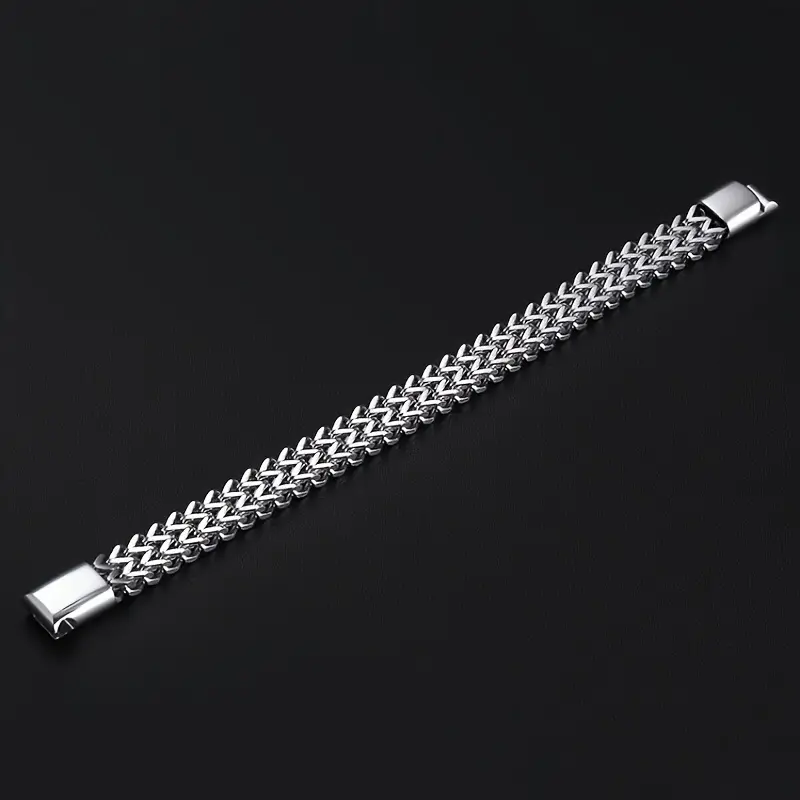Stainless Steel Braided Double Row Cuban Link Bracelet, Unisex Fashion Jewelry, Magnetic Clasp, Casual Style, Gift for Husband, Friends, Father jewelry 7