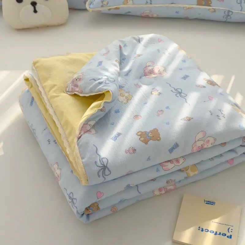 Chăn cotton đũi hè bạc hà có ren -chăn hè mềm mịn thoáng mát , chăn đũi cotton hè mẫu mới nhất kích thước 2m x 2m3 8