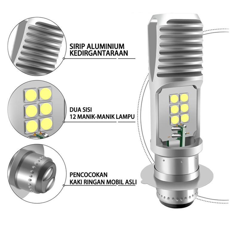 Lampu LED Motor Super Terang H6 M5 P15D - Bohlam Canbus 12V 6000K untuk Lampu Depan Motor, Tahan Lama, Anti Silau, Plug & Play Lampu LED Motor Super Terang H6 M5 P15D - Bohlam Canbus 12V 6000K untuk Lampu Depan Motor, Tahan Lama, Anti Silau, Plug & Play