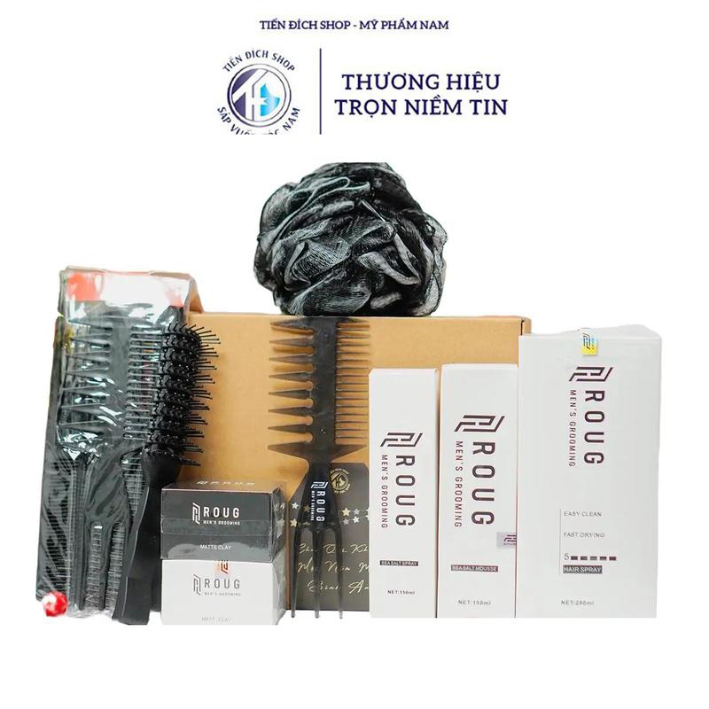 Sáp vuốt tóc Roug Men's Grooming Matt Clay, Matte Clay 90gr VS Bọt tạo kiểu phồng Roug Mousse 150ml Hoặc Gôm xịt tóc Roug 250ml Hoặc Xịt tạo phồng Roug Sea Salt Spray 150ml nam Nữ Nữ Chăm Sóc Tóc Dưỡng Tóc