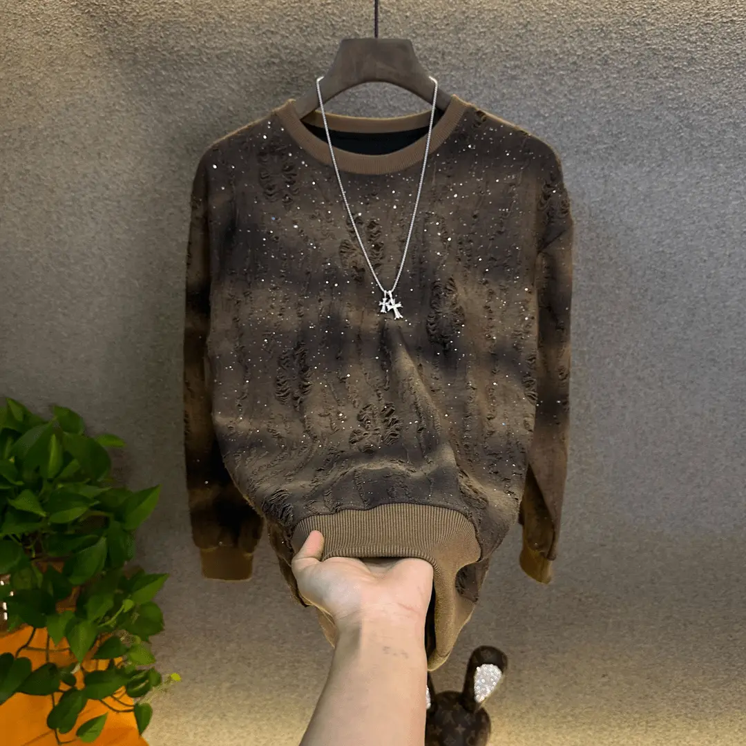 Star Neckline T-shirt Phổ biến Sản phẩm mới Thời trang cho mùa thu và mùa đông Giá cả phải chăng Luxury Casual Đẹp trai Áo len dài tay