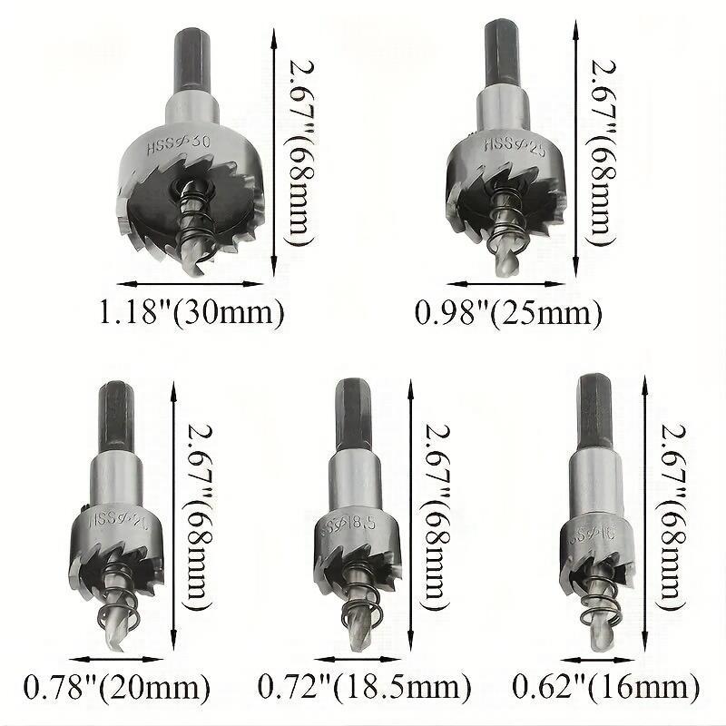 Product Introduction of 5-piece set of 16-30mm mesh saw toothed drill, plate, iron set, high-speed steel, leather, hole opener, metal thin aluminum plate re punching stainless steel pipe drill bit 3