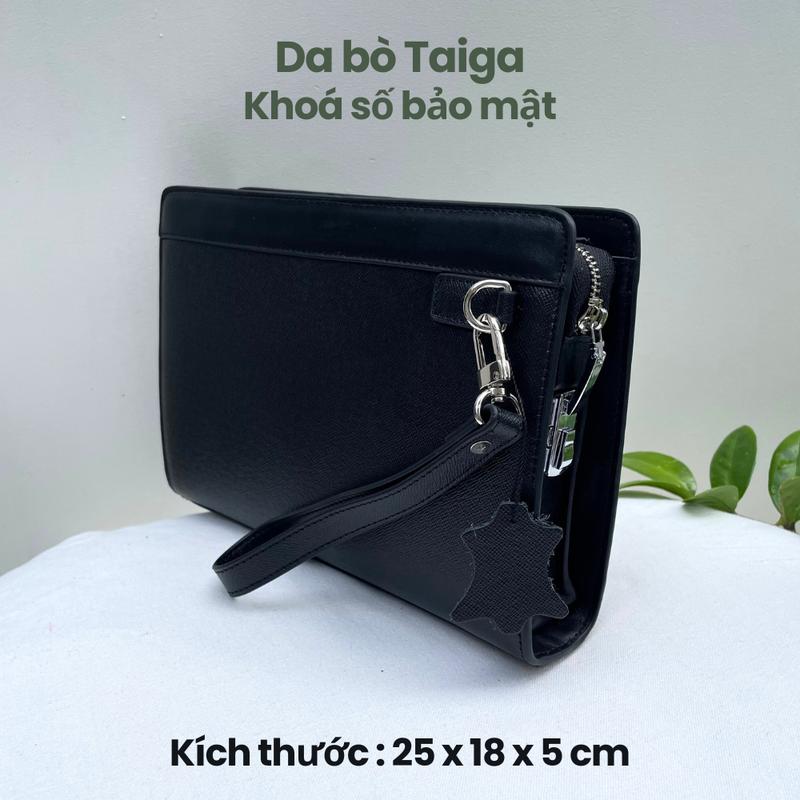 Clutch cầm tay Nam da bò khóa số bảo mật cao cấp sang trọng