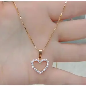 Perhiasan Fashion Wanita Kalung Titanium Itali Liontin Love dan Oval Kekinian Terbaru Anti Luntur