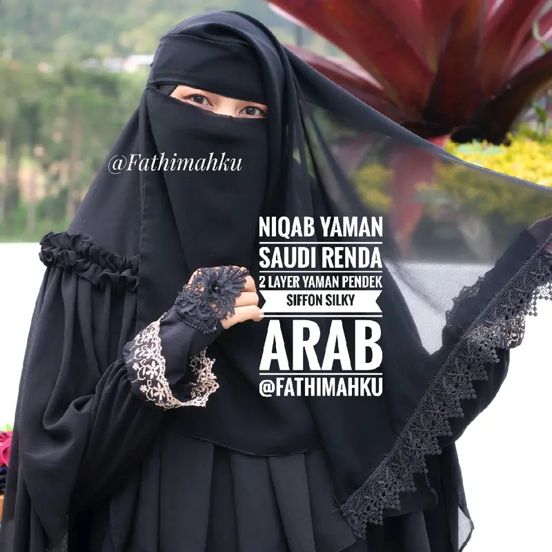 NIQAB YAMAN SAUDI RENDA 2 LAYER PENDEK 0
