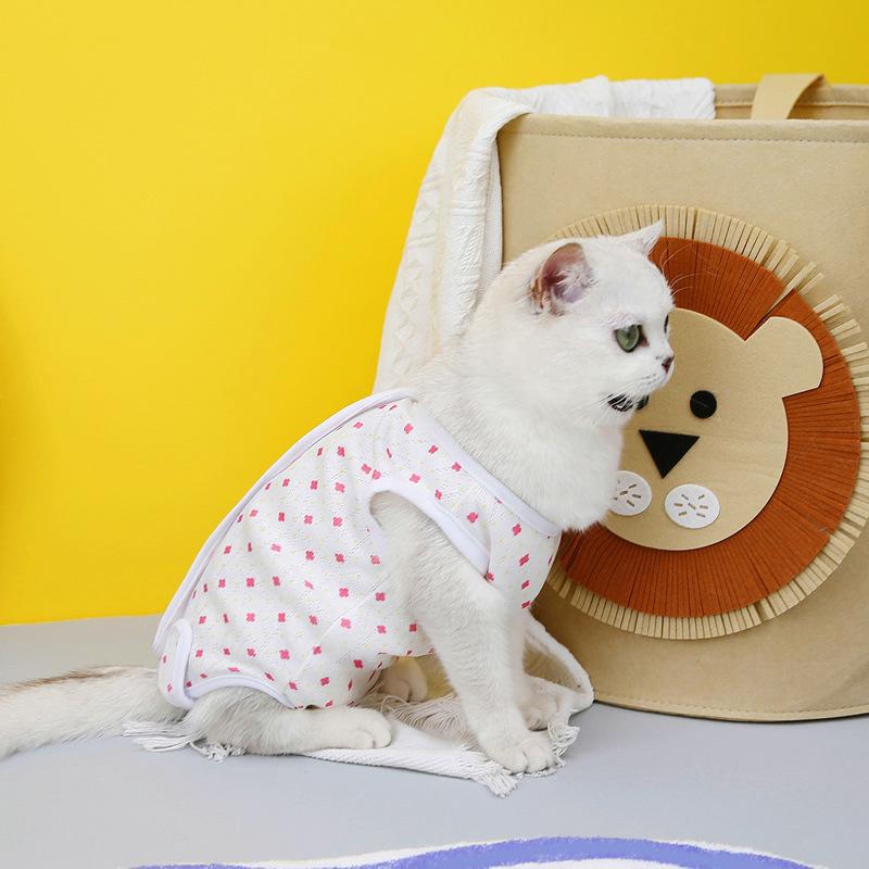 Product Introduction of baju raya kucing real dog shoes bajulebarankucingcore cat gogglesPet Cat Neutering Suit Cat Postpartum Clothes Surgery Suit Anti-Lick Weaning Suit 23 Striped Cat Neutering Suit 8