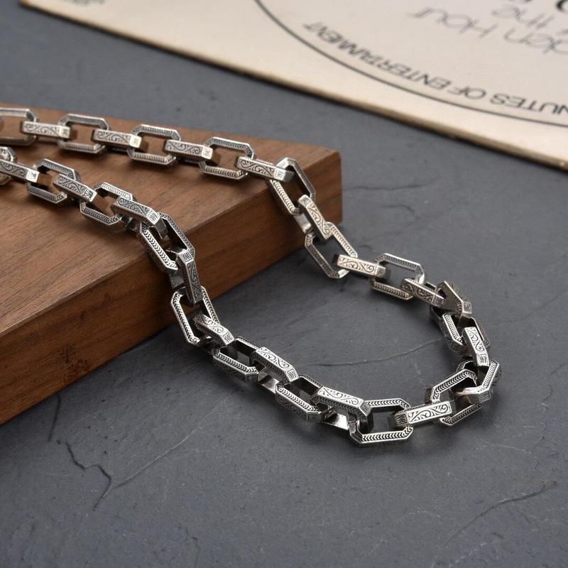 Product Introduction of Vòng cổS925 Sterling Màu bạc rắn, họa tiết Tangcao cá nhân hóa châu Âu và Mỹ, retro, Đơn giản, độc đoán, Hip Hop 3