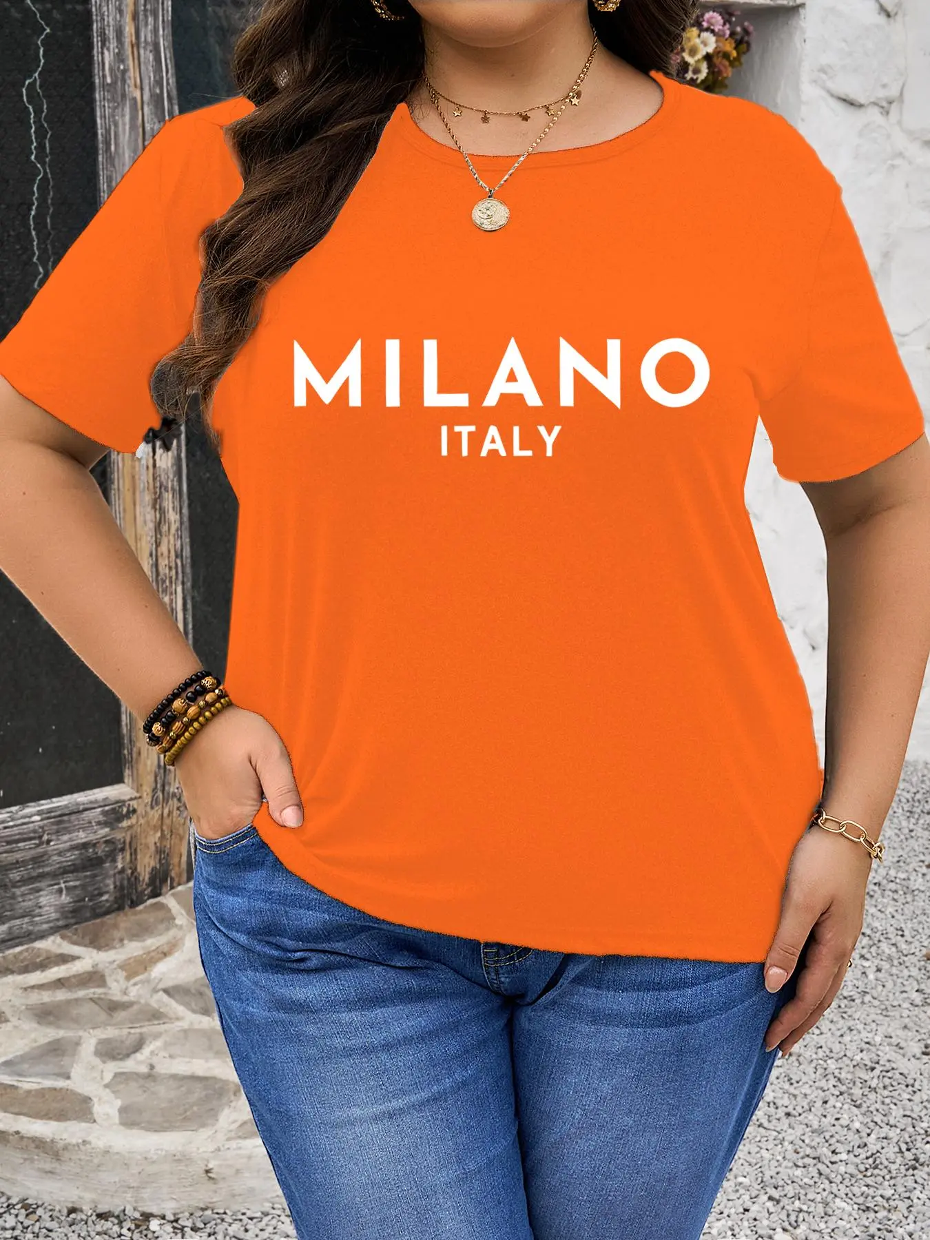【Plus Size】 Letter Print Round Neck Tee, Casual Short Sleeve Crew Neck T-shirt for Summer, Women's Plus Clothing for Daily Wear