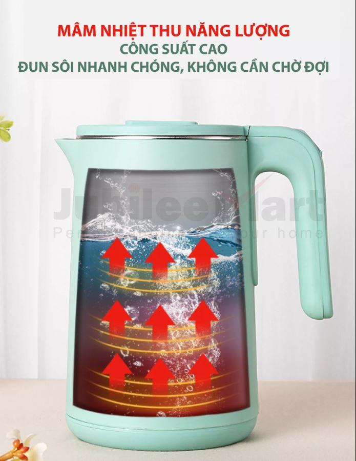 Product Introduction of Ấm Đun Nước Siêu Tốc JubileeMart 3 Lớp Cách Nhiệt Chống Bỏng Inox 2.3 Lít 37