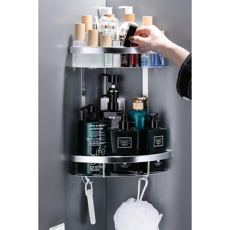 Rak Sudut Kamar Mandi Aluminium Corner Shelf Rack 2 Layers - G48 - Silver 6