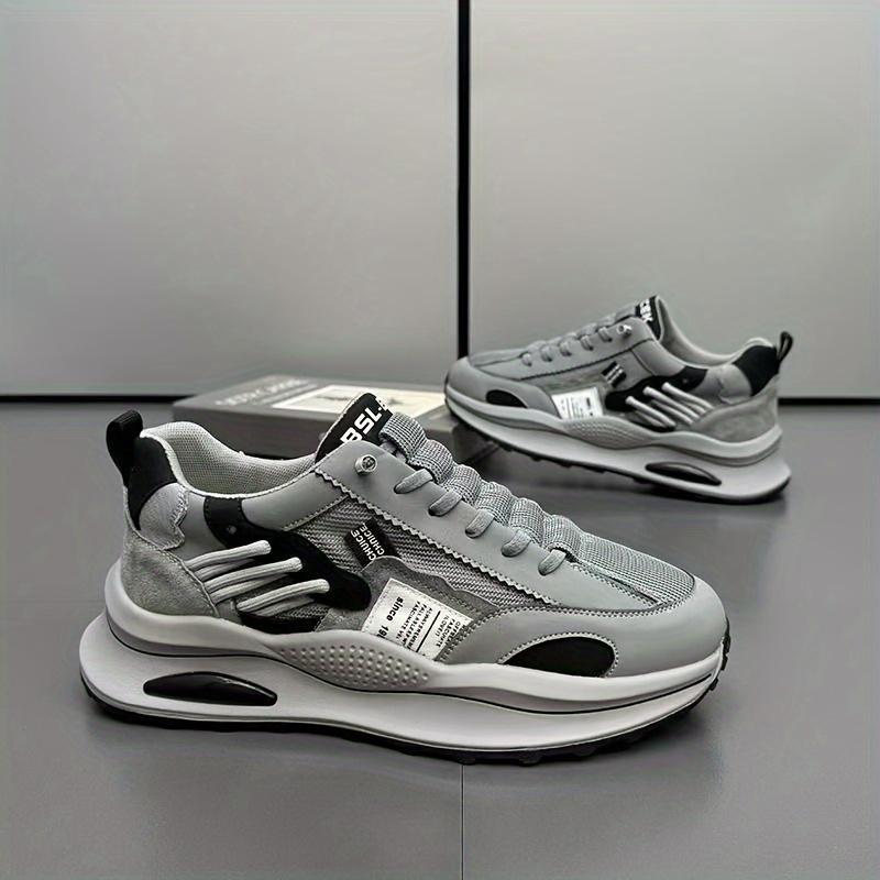 Product Introduction of Men's Fashion Sneakers, Casual Sports Shoes, Thick Sole Height Increase, Breathable Versatile Trendy Running Shoes, PU Fabric, Low Top, Round Toe, Lace-Up Closure, for Camping, Sports,, All Seasons 3