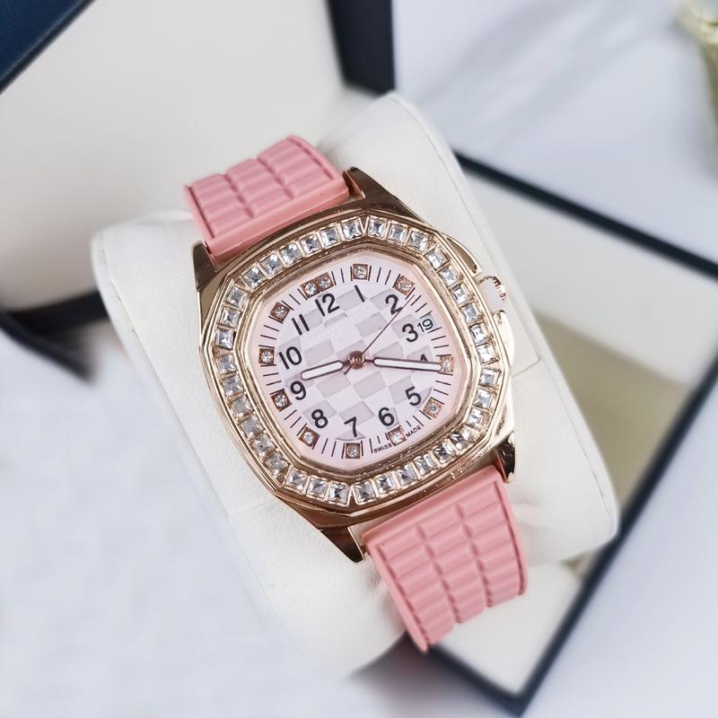 Đồng Hồ Thạch Anh, Dòng Nautilus Vuông, Đính Kim Cương, Unisex, Thời Trang, Phong Cách Cổ Điển, Được Làm Bằng Silicon 2