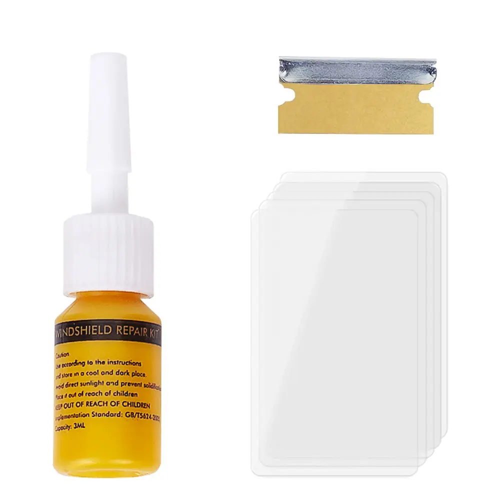 5pcs Car Vehicle Glass Scratches Repair Tool Kit Liquid+ Blade+ Cured Film