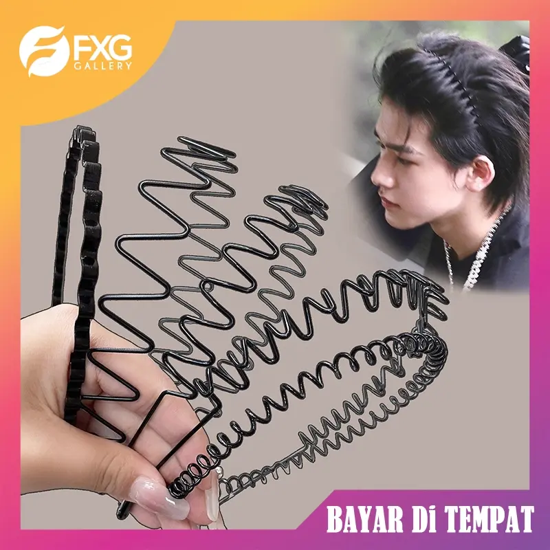 FXG Bando Pria Kawat Besi Model Korea Gelombang & Spiral Anti Pusing ...