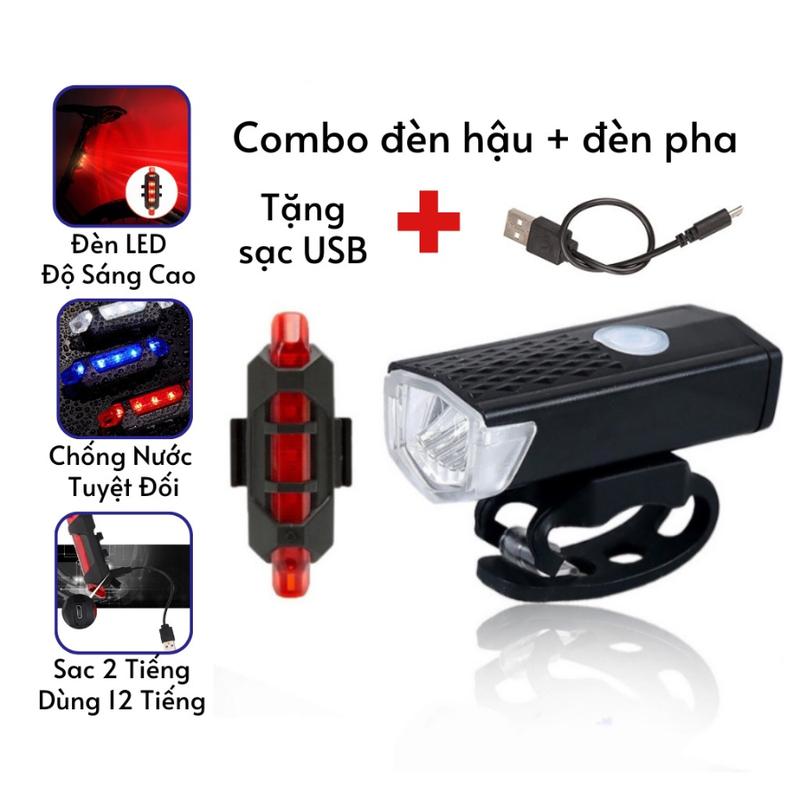 Đèn Pha Xe Đạp, Đèn Báo Hiệu Gắn Đuôi Xe Đạp Cổng Sạc USB Chống Nước Nhiều Chế Độ Sáng - Đèn Led Gắn Xe Đạp Sports Đạp Xe Đạp
