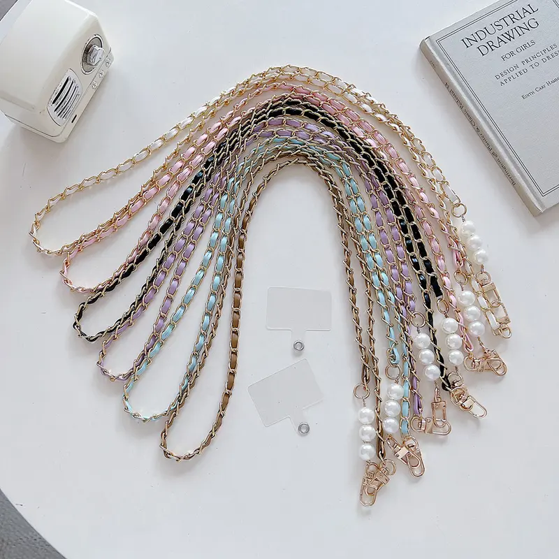 Tali Telepon Lanyard Selempang Hp Phone Straps Gantungan Hape Rantai Kulit Premium Hias Mutiara Mewah Cantik 3