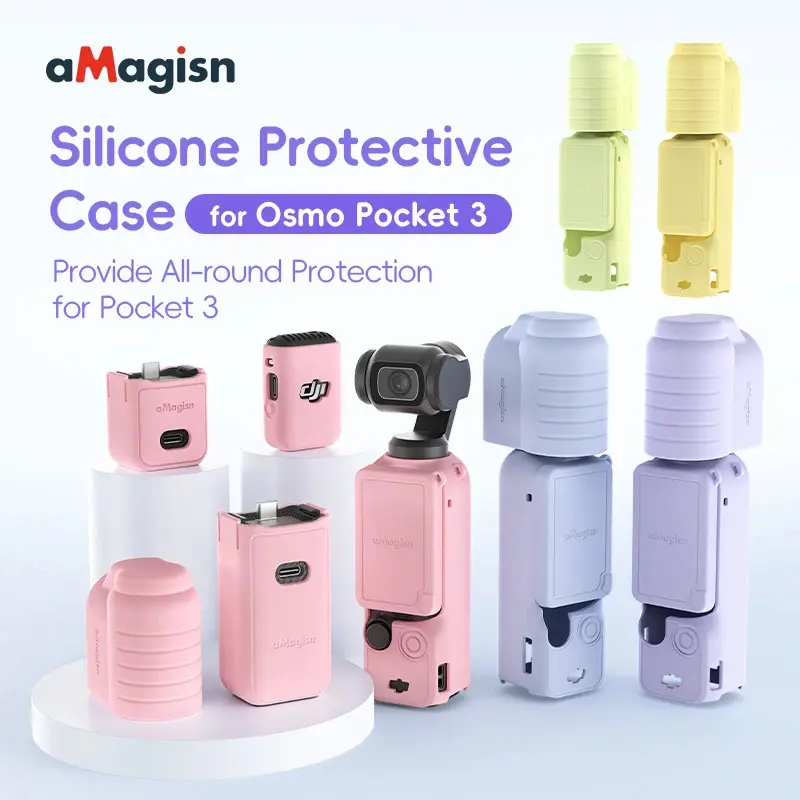 Vỏ silicon cho DJI OSMO Pocket 3, Bảo vệ Ống Kính chống sốc, Tay áo chống xước, Hộp đựng combo tạo da, Phụ kiện máy ảnh