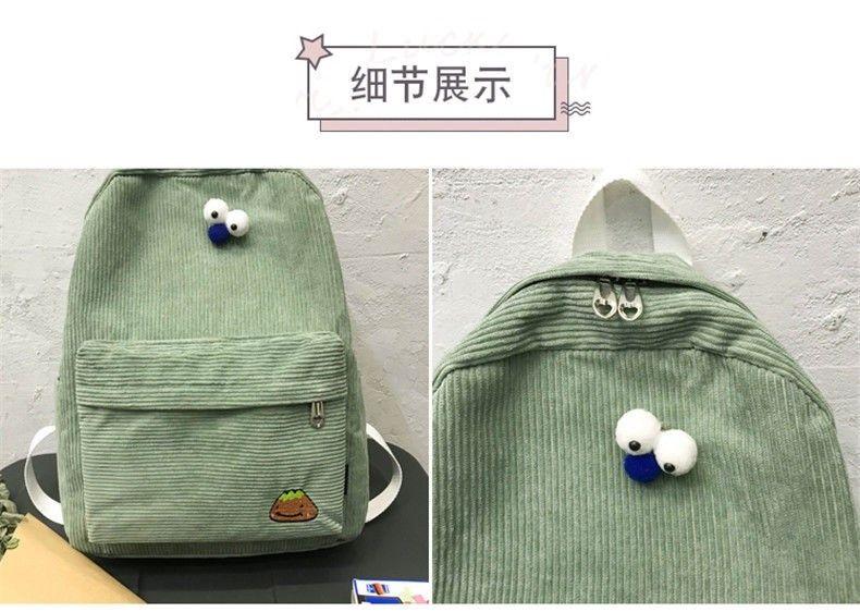 Product Introduction of Cặp Sách, Phong Cách INS, Nữ, Phong Cách Hàn Quốc, Ba Lô Học Sinh Trung Học Cơ Sở, Chất Liệu Vải Nhung Kẻ, Thời Trang Mori, Thiết Kế Đơn Giản 19