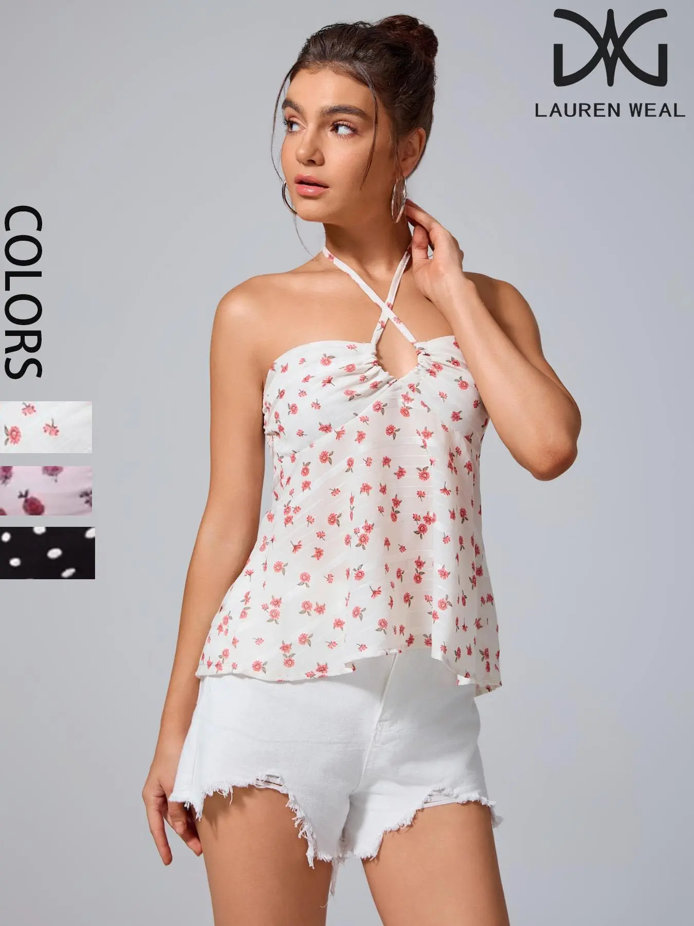 Women's All Over Print Tie Front Tube Top, Casual Strapless Top for Daily Wear, Ladies Clothes for Summer, Womenswear