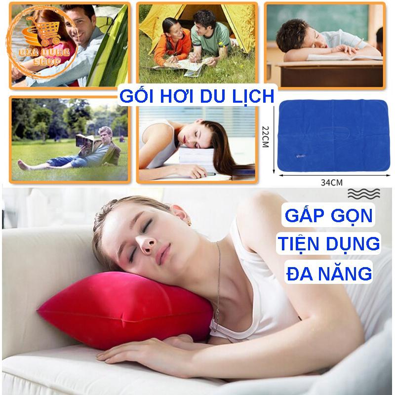 Gối Hơi Du Lich Kích Thước 34x22cm Dùng Cho Văn Phòng, Du Lịch Tiện Lợi Gọn Nhẹ