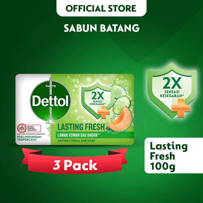 Gambar Dettol Sabun Batang Lasting Fresh Anti Bakteri 100gr x 3 Pcs - Bar Soap dari MITECH IDN Kota Tangerang Selatan Tokopedia