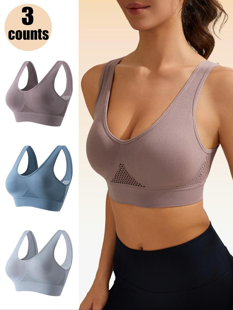 Product Introduction of Women's Solid Wireless Bra, Breathable Comfortable Sports Bra, Softness Lightweight Lingerie Top for Daily Wear 2