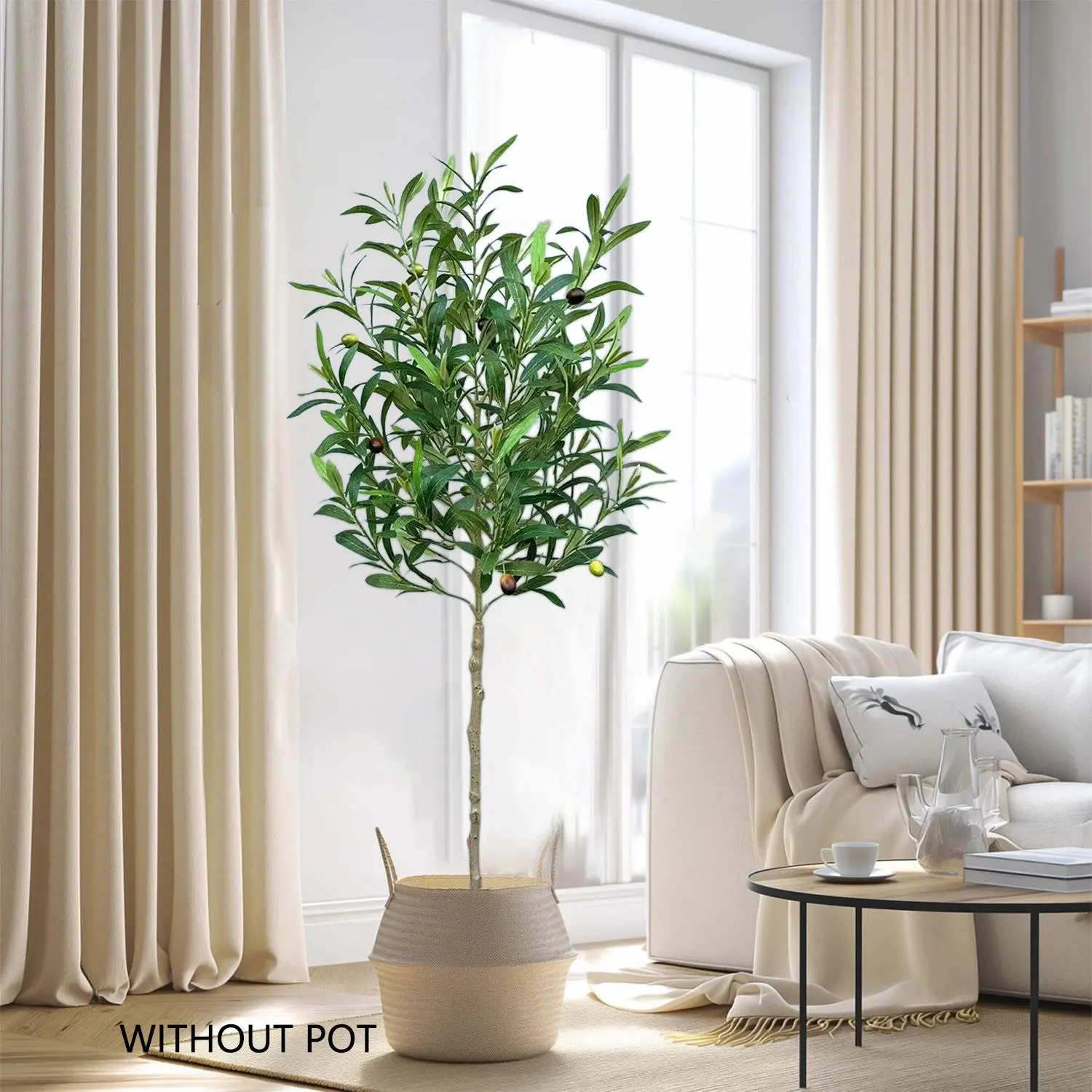 Artificial Olive Plant Tree, Faux Plant without Pot, Plastic Leaf Ornamental Indoor Plant, Decorative Plant for Home Decor, Living Room