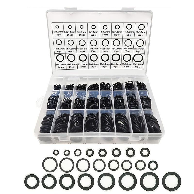 Rubber O Ring Assortment Kit with Storage Case, Oil & Heat Resist Nitrile Rubber O Ring Set, 24 Sizes Sealing Gasket Washer for Automotive Repair, Hand Tool Accessories 0