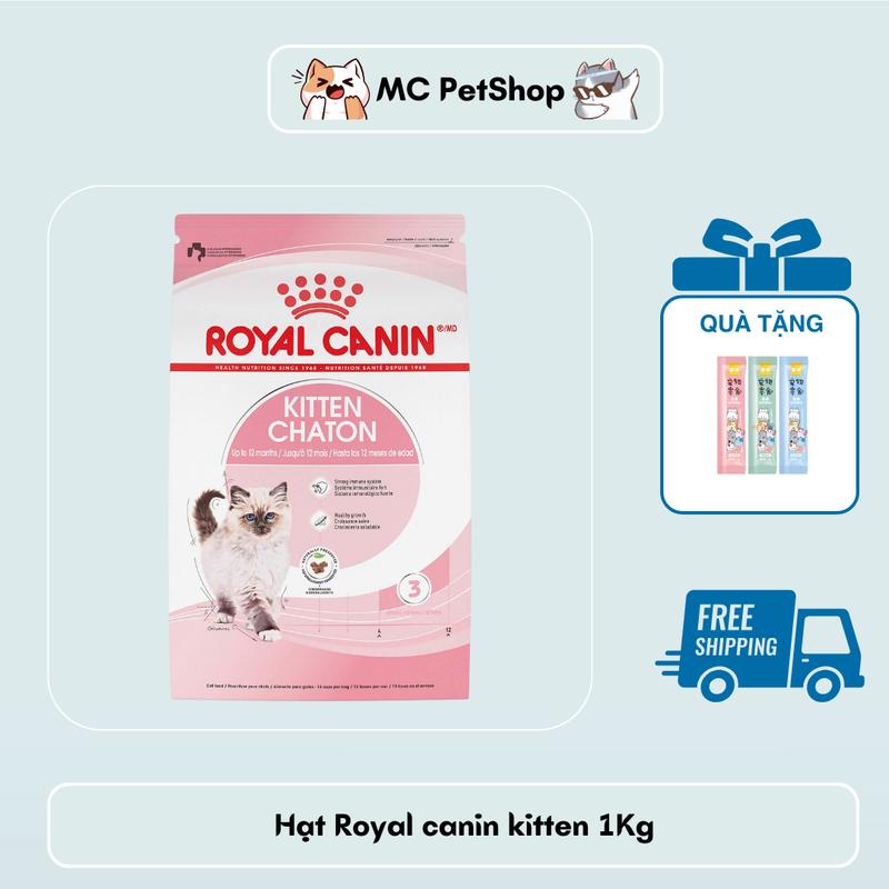 Royal Canin Kitten 1Kg - Thức ăn dinh dưỡng cho mèo con 4-12 tháng - Giúp cai sữa dễ dàng và phát triển khỏe mạnh