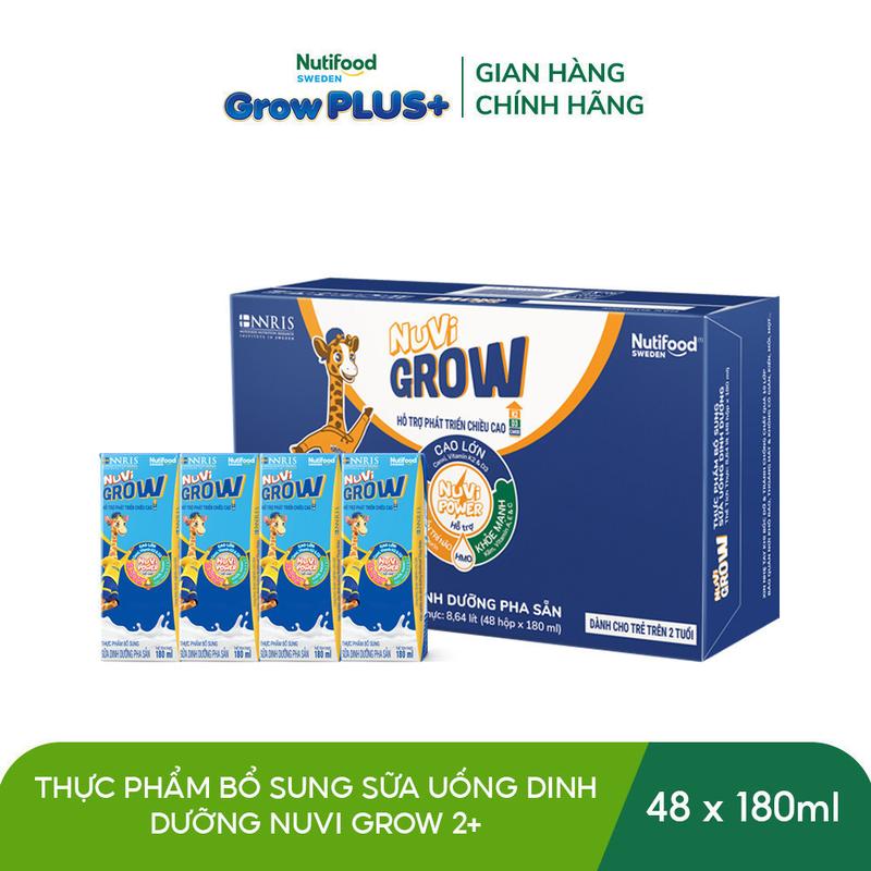 [Link 1][CHỌN PHÂN LOẠI] Thùng 48 hộp x 180ml Sữa Bột Pha Sẵn Nuvi Grow - hỗ trợ phát triển chiều cao- Link phụ 1