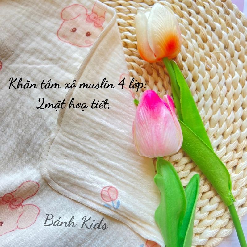 ￼KHĂN TẮM Ủ QUẤN xô  MUSLIN 2 lớp,4 lớp (70*100) mềm mại, quấn và làm chăn cho bé sơ sinh 3