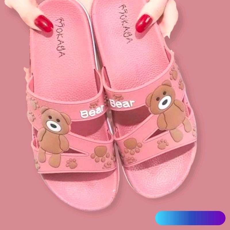 VianzShoes - Sandal / Sendal Slop Wanita Full Karet Premium coklat hitam Shoes Flat Pink 3