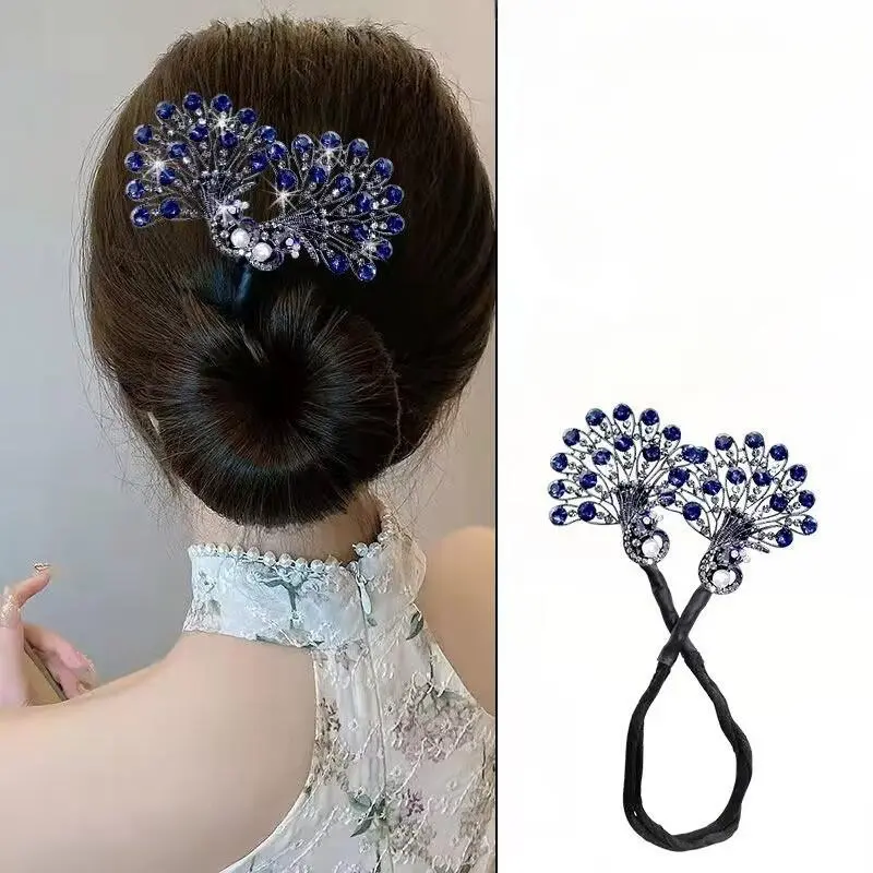 Pembuat Sanggul Rambut, Bentuk Merak, Gaya Rambut Sanggul Halus, Sesuai untuk Majlis Keraian, Beg dan Hadiah