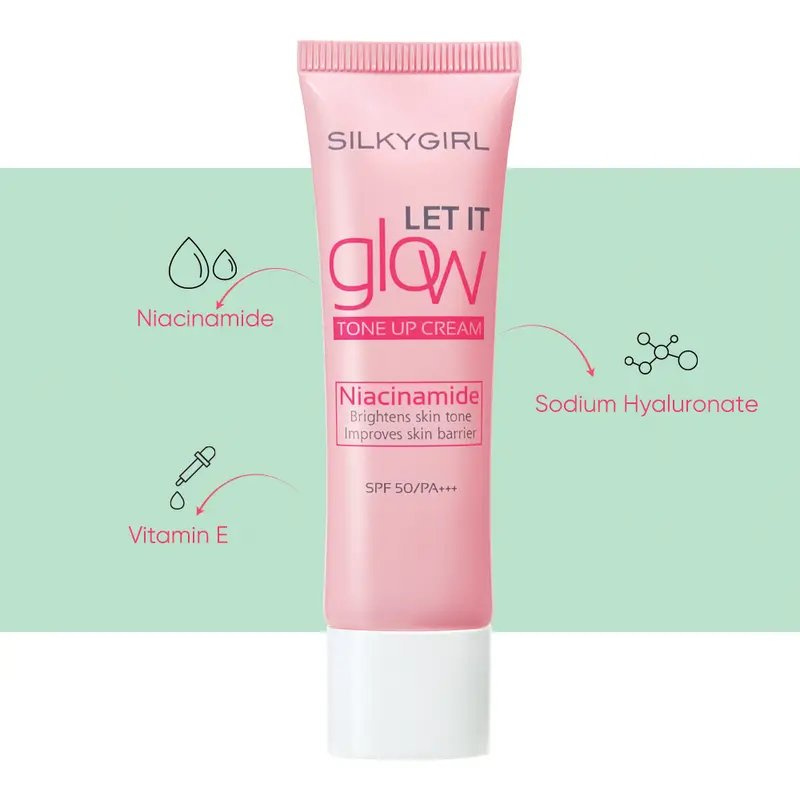 Kem Lót Chống Nắng Nâng Tông Silkygirl Let It Grow Tone Up Cream 25ML Nữ Mỹ Phẩm Dưỡng Da Bền Màu Che Mờ Lỗ Chân Lông Glowly Kem Lười Cosmetic 4