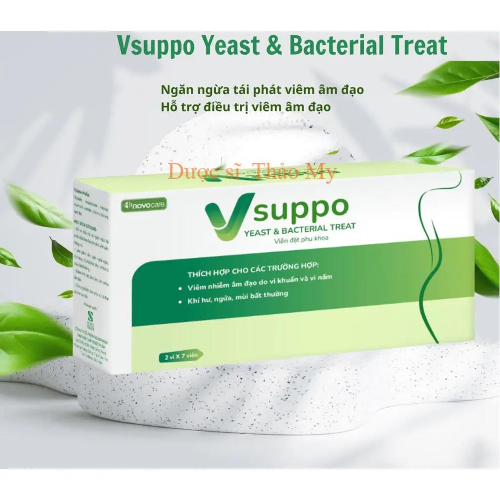 Viên đặt phụ khoa Vsuppo- Hỗ trợ giảm viêm nhiễm do vi khuẩn,nấm, giảm ngứa, khí hư, mùi bất thường