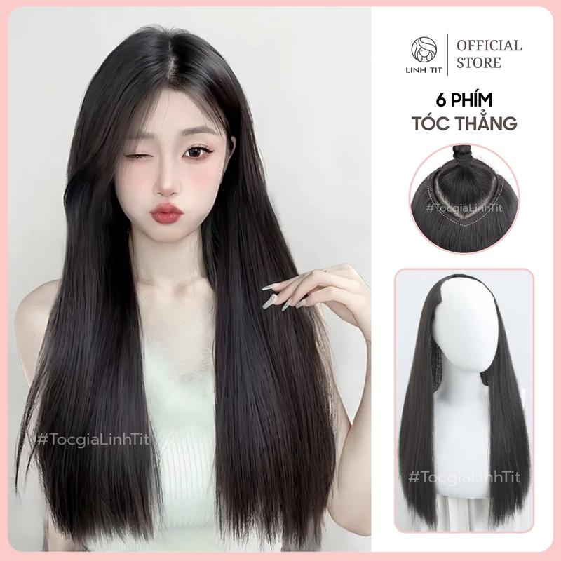 [ BẢN NÂNG CẤP 2025 ] Tóc kẹp nối 6 phím dáng thẳng 45-50cm chất tơ lụa cao cấp CHỐNG RỐI - Toc Gia Linh Tit