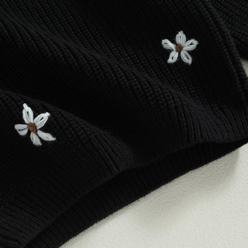 Baby Girl Sweater, Long Sleeve Crew Neck Flower Winter Warm Knit Pullover Sweater Infant Clothes 6