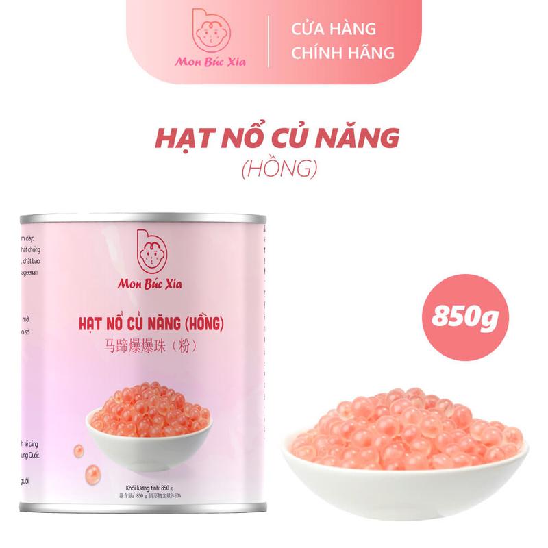 Hạt nổ Củ Năng Hồng đóng lon 850g - Topping trà sữa thạch nổ củ năng, thạch nổ thuỷ tinh củ năng nổ