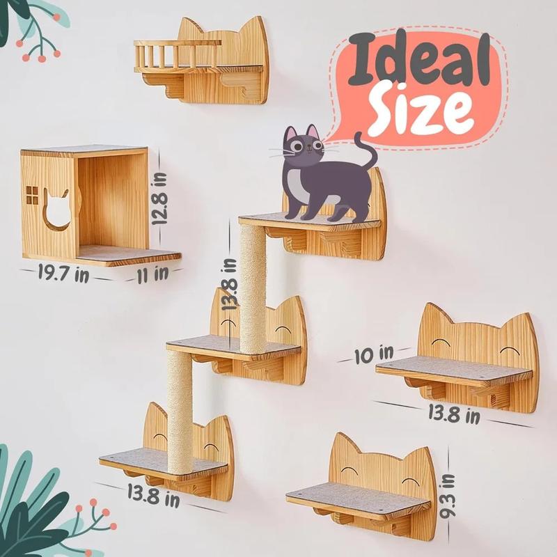 Product Introduction of IDAE Cat Wall Shelves Set of 9, Cat Wall Furniture for Large Cats - Modern Cat Shelves and Perches, Wall Mounted Cat Climber wit 3