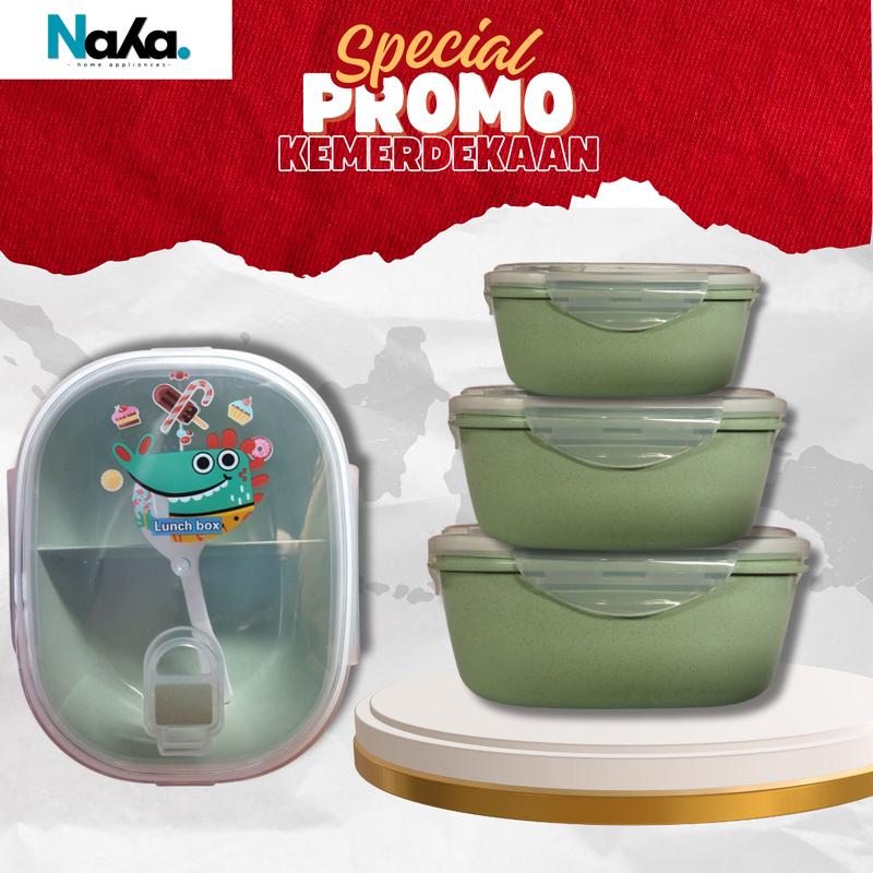 Kotak Makan Anak Lunch Box 3 Sekat Berkualitas Anti Tumpah 0