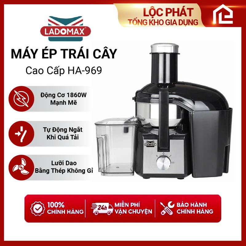 Máy ép trái cây công nghiệp công suất lớn 1860W Ladomax HA-969 chuyên ép đồ cứng không lo bể vỡ, bảo hành 24 tháng
