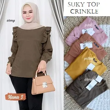 Baju atasan wanita / SUKY TOP CRINKLE / Atasan wanita terbaru 2022 Kekinian / Atasan Blouse CRINKLE / atasan dewasa 1