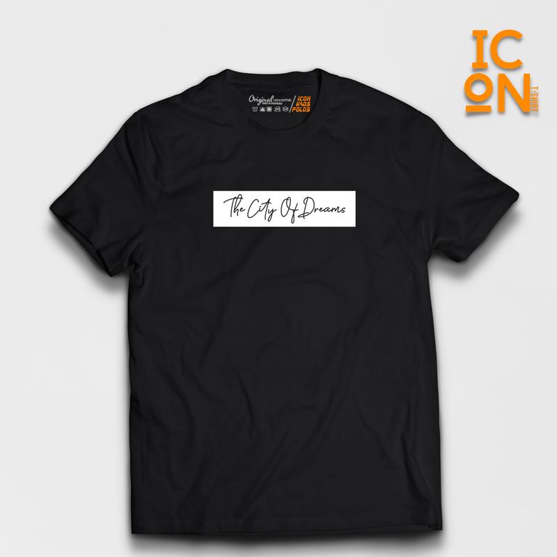 Kaos Cowok Distro Pria | Atasan Baju Katun Combed 24s The City Of Dream Hitam Putih | T-Shirt Simple Lengan Pendek Sablon Motif Keren 0