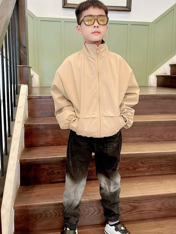 Áo khoác gió 2 lớp cổ bẻ kéo khóa màu nâu cho bé trai ,bé gái Đi học Đi chơi ,chất liệu mề trong có lót gió MINTKISD01 áo gió cho bé đầu lân cho lớp 5 suit