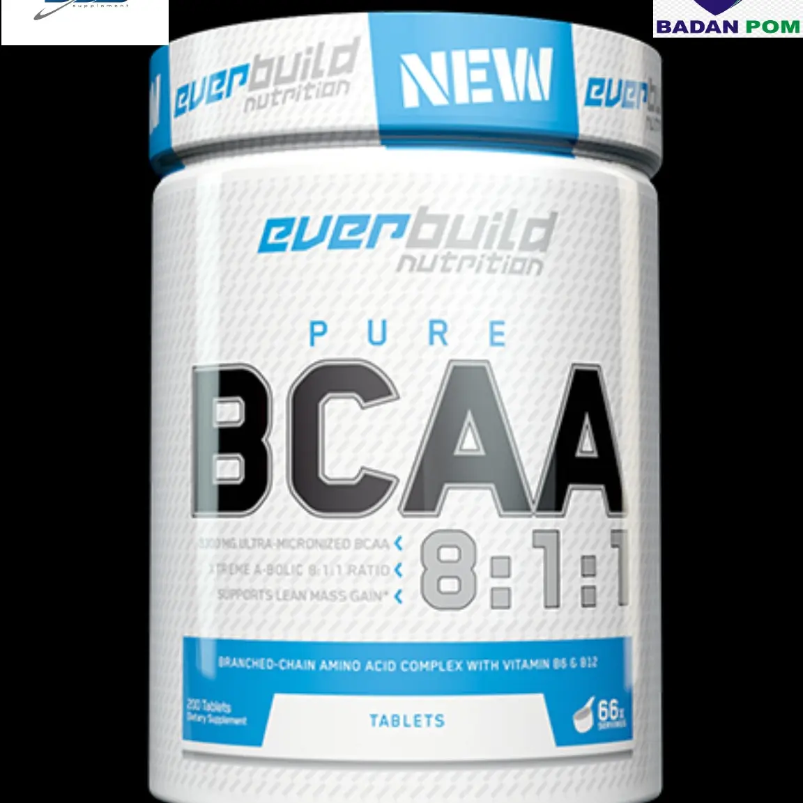 Everbuild nutrition pure bcaa 8.1.1 1000 mg 200 tablet